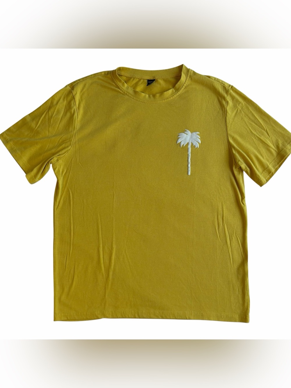 Men's Mustard Yellow Palm Graphic Crewneck T-Shirt Size M